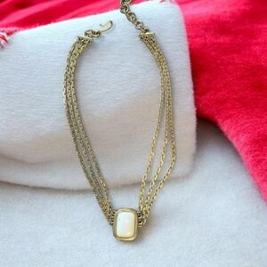 Monet Gold and White Multi-Strand Necklace